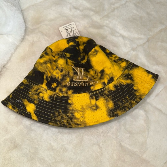 Reversible Yellow and Black Tie-Dye Bucket Fashion Hat - Picture 1 of 4